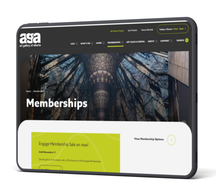 a mobile device visiting the Memberships page